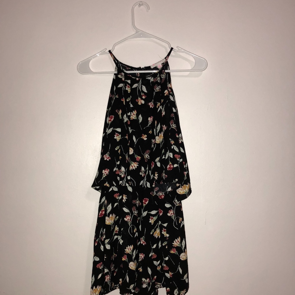 L'atiste black romper with floral print